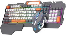 Wired Gaming Keyboard and Mouse Set with Wrist Rest For Desktop, Laptop, PC 980