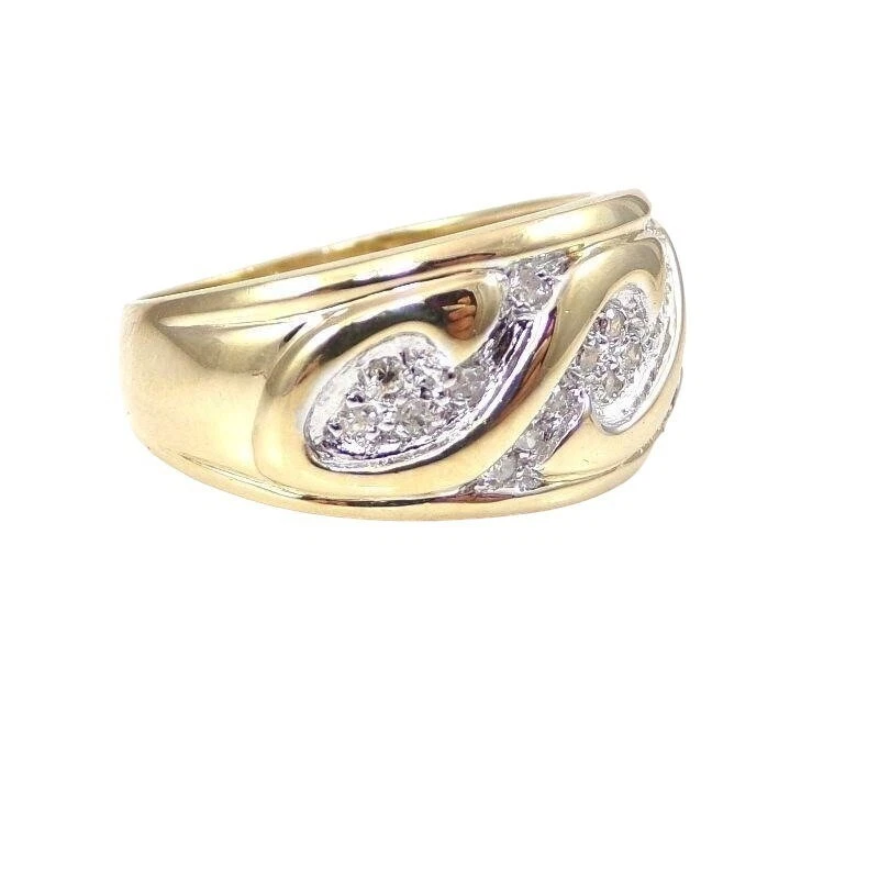 Anillo de oro amarillo sólido de 14 quilates con banda de diamantes de 0,20 quilates talla 7 Foto 2 de 4