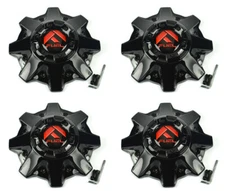 4x NEW Fuel Off Road Wheel Rim Center Caps Gloss Black Red 8 Lug 1002#53GBQ