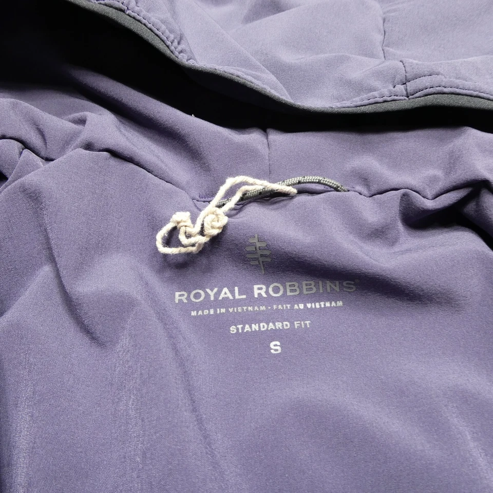 Chaqueta con capucha Royal Robbins para mujer talla pequeña púrpura cremallera completa tecnología elástica Foto 3 de 4