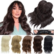 Full Head Cover Real As Human Hair Topper Toupee Hairpiece Clip in Extensions US