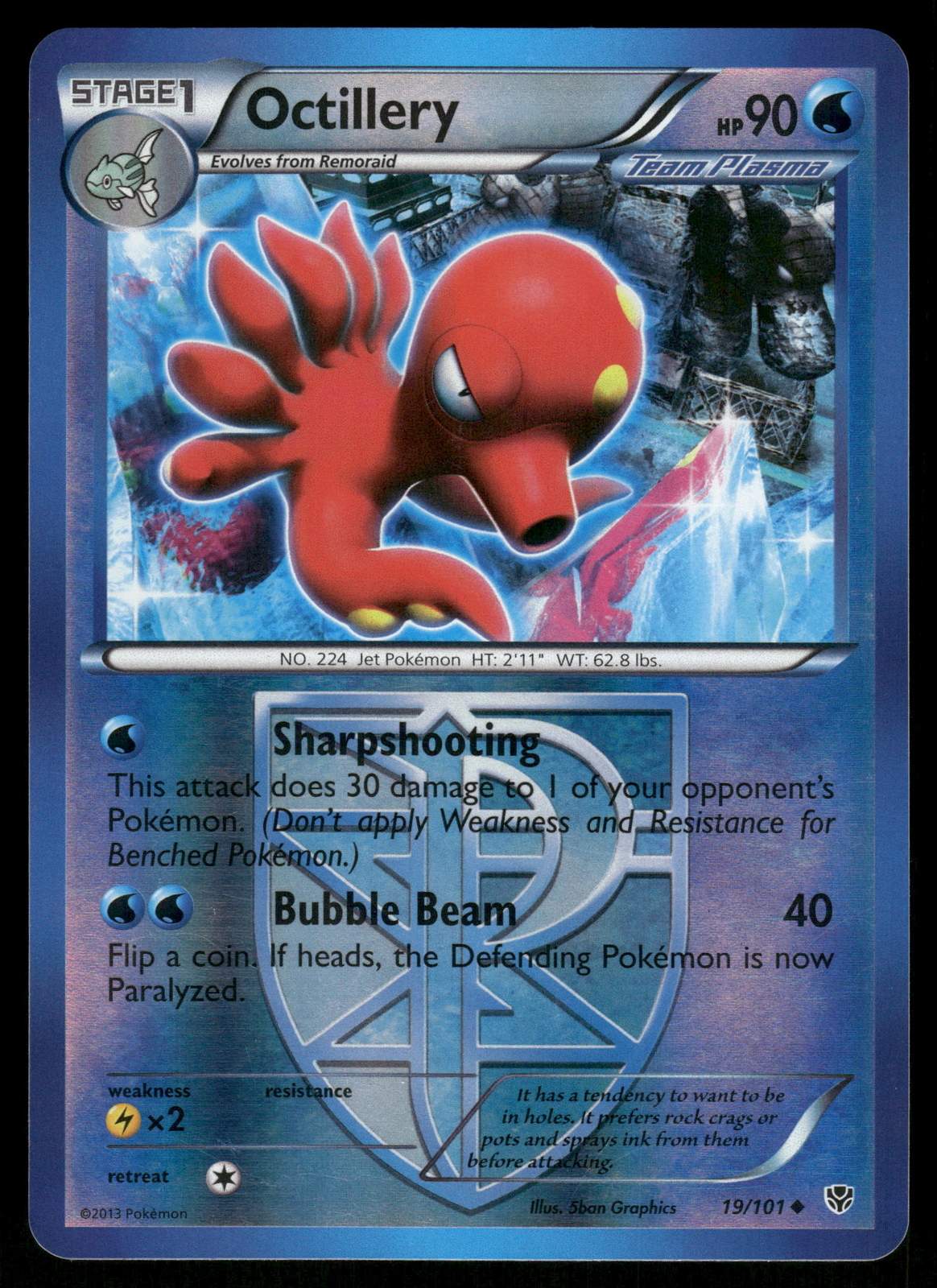 Octillery Reverse Holo (Team Plasma) 19/101 Plasma Blast Pokemon