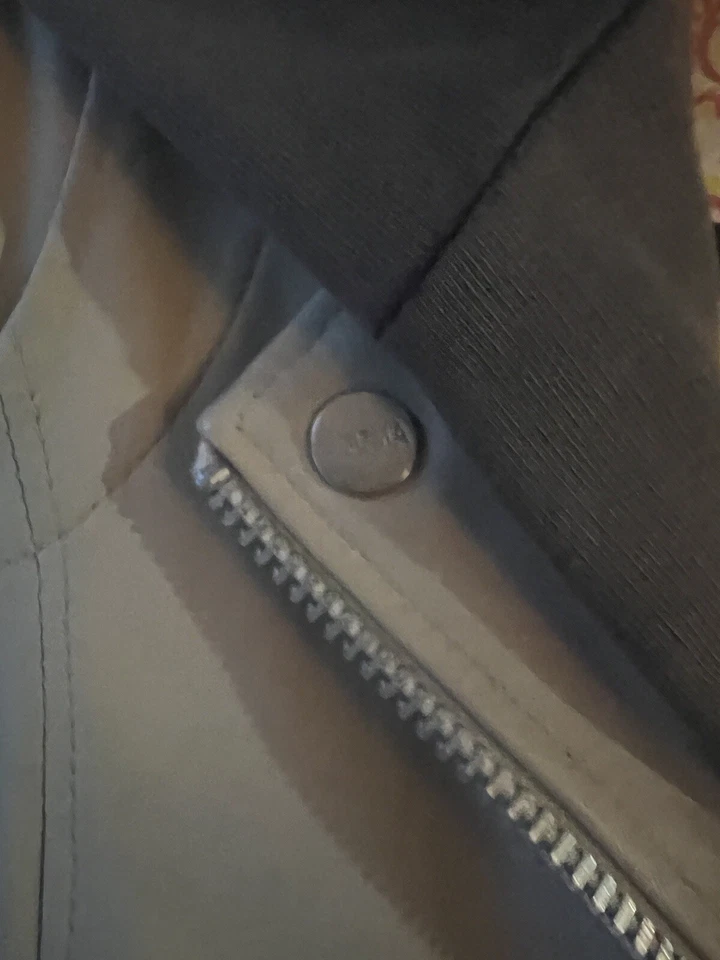 Y2K Doma Women's Leather Jacket Detachable Gray Hood Sz L Runs Smaller Side - Image 4 of 4