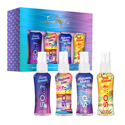 So...? Escapes Body Mist Gift Set - Body Spray for Women - Travel Size 4 Pcs Kit