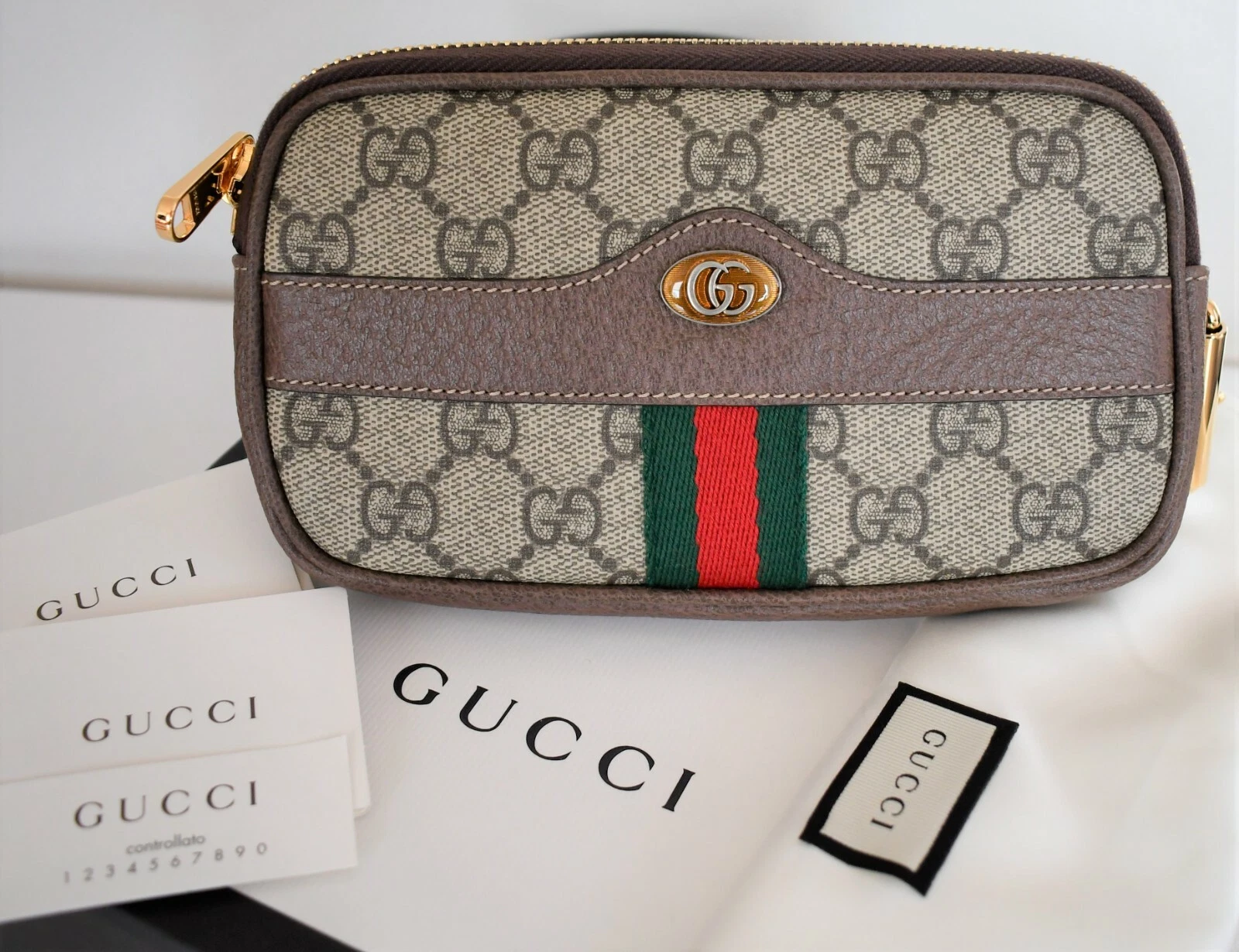 ?️ Authentique SAC MINI CEINTURE toile enduite GUCCI OPHIDIA GG SUPREME MONOGRAM 