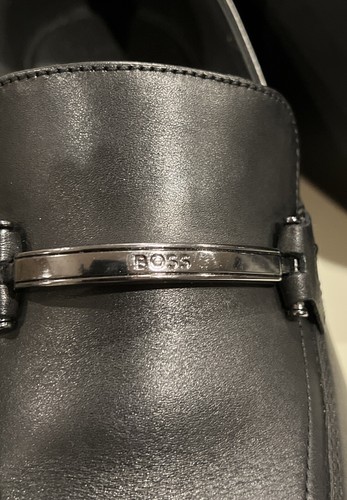 Mocasines de cuero liso negros Hugo Boss Tayil. Sin cordones. Hombre Talla 9.5. ¡Nuevo! - Imagen 3 de 9
