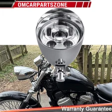 For Harley Bobber Chopper Custom 5 3/4" Chrome LED Tri Bar Bullet Headlight Lamp