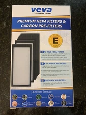 HEPA Filter 2 Pack SIZE E W/ 6 Carbon Pre Filters For Germ Guardian 4100 AC4175w