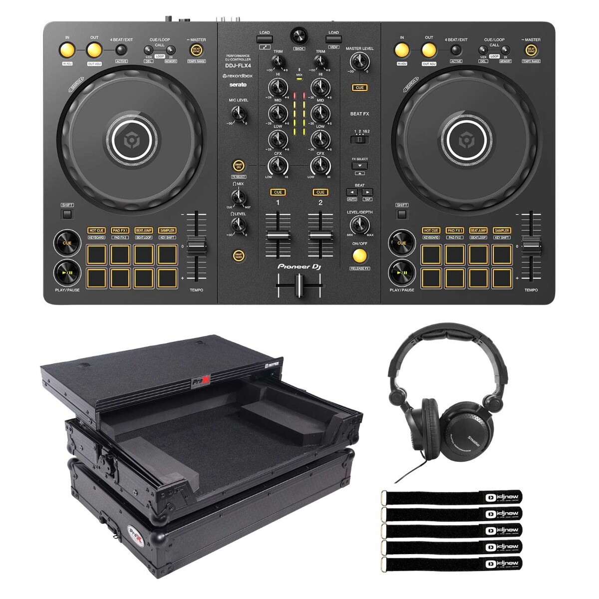 Pioneer DDJ-FLX4 2-Channel Rekordbox Serato DJ Controller w Flight