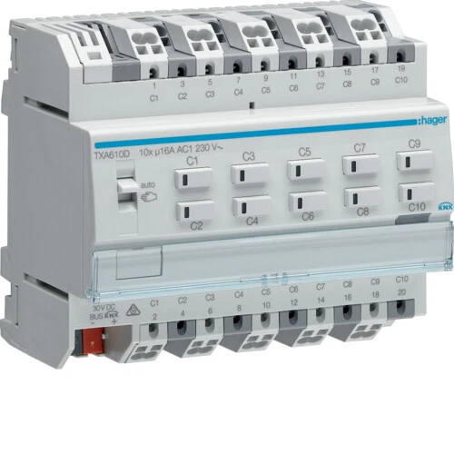 Hager KNX easy 10/5-Fach 16A Schalt-/Jalousieaktor (TXA610D)