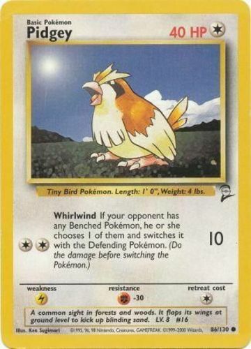Pokemon - Pidgey - 86/130 - Common - Unlimited Edition - Base Set 2 - NM