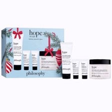 PHILOSOPHY: HOPE IN A JAR 4 PC SET. TREATMENT/SERUM/MOISTURIZER. WAS 73 SALE 52