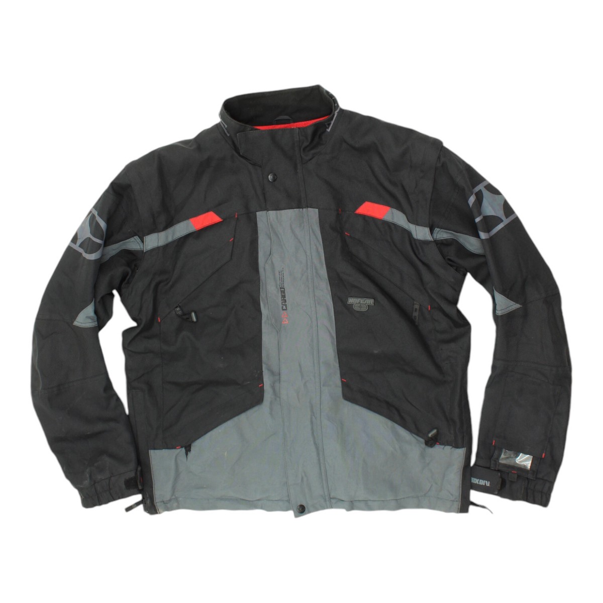 No Fear Mens Black Grey Motorcycle Jacket Vintage Motorbike