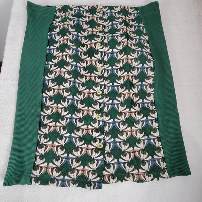 Anthropologie Dolan Left Coast XL Green Floral Button Down Devlin Pencil Skirt