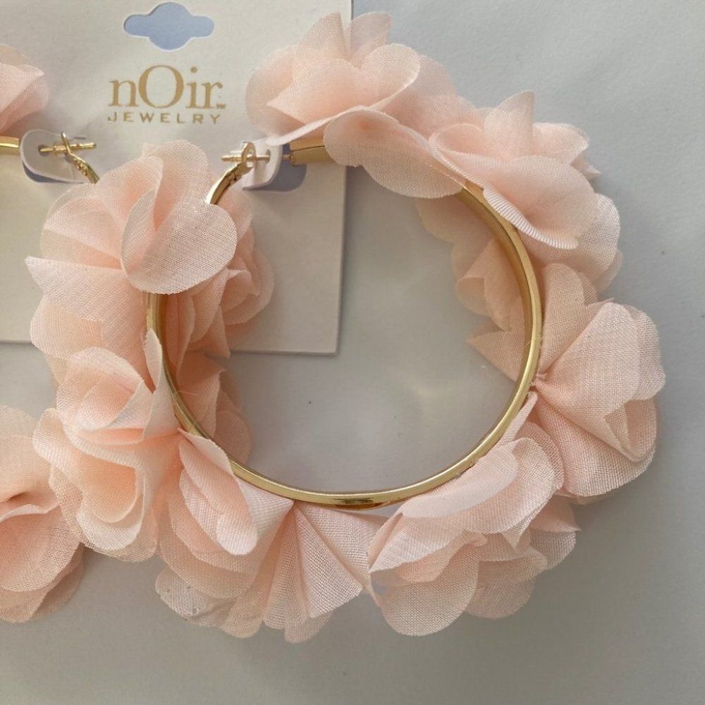 Noir Blush Cloth Petal Fabric Hoop Earrings eBay