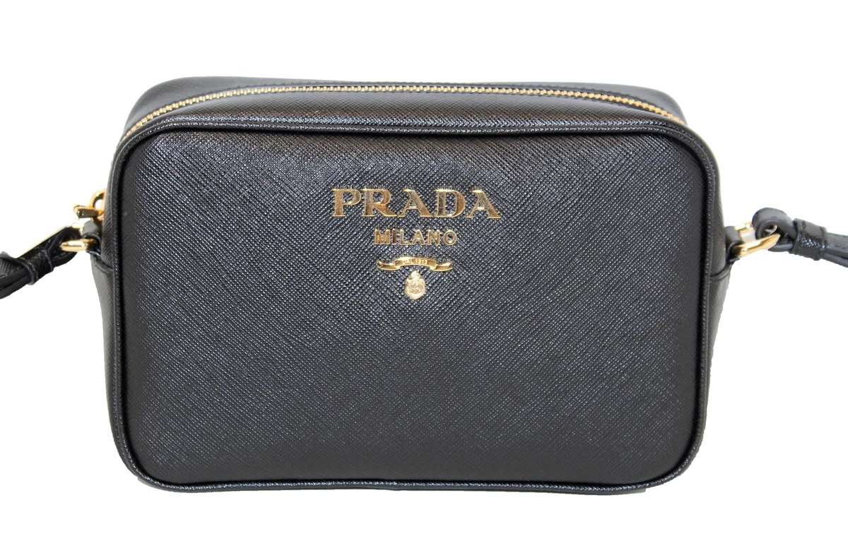 NEW Prada Black Saffiano Leather Bandoliera Camera Messenger Bag