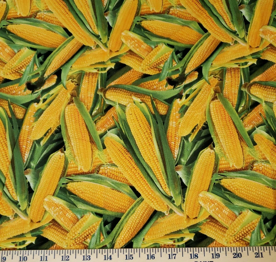 1yd x 42" 100% algodón, Elizabeth's Studio, Yellow Corns Foto 2 de 2