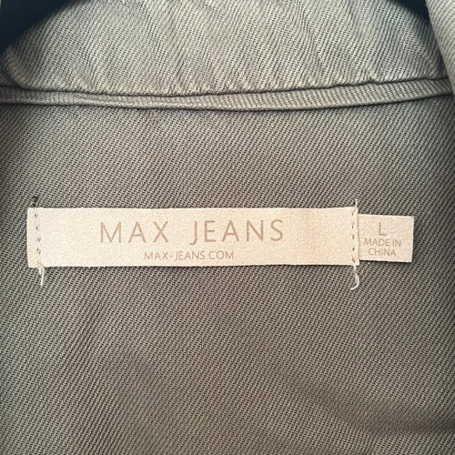 Max Jeans Large Olive Green Military Utility Jacket Open Front Drawstring Waist - Picture 12 of 15