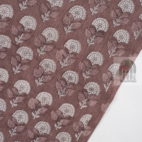 Hand Block Indian 100% Pure Kantha Doriya Red Floral Print Fabric By The Yards - Picture 5 of 5