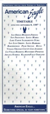 Wings West American Eagle Airlines system timetable 9/8/87 [2103] Buy 4+ save 25