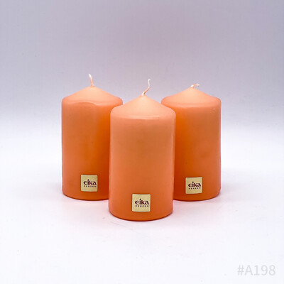 3er Set Stumpenkerzen Kerzen von Eika 3 Stück Orange - 6x9,5cm