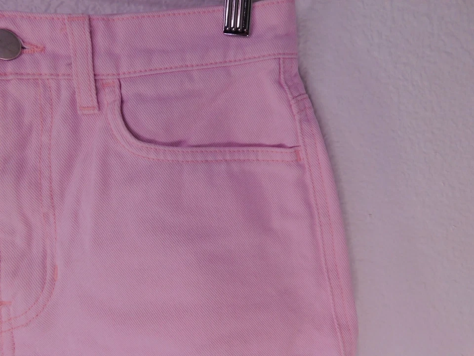 Pantalones Cortos de Jean American Apparel para Mujer 26 Rosa Cintura Alta Puño Denim Cortos Foto 4 de 4