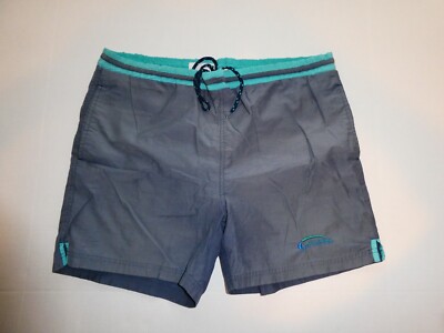 Vintage Givenchy Activewear Swim Shorts, Gray/Teal, Size Large (L), RARE 