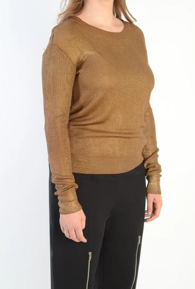 Suéter Jersey Gucci Lujo Para Mujer Dorado Viscosa Encerado Tejido Talla S Hecho en Italia Foto 3 de 4