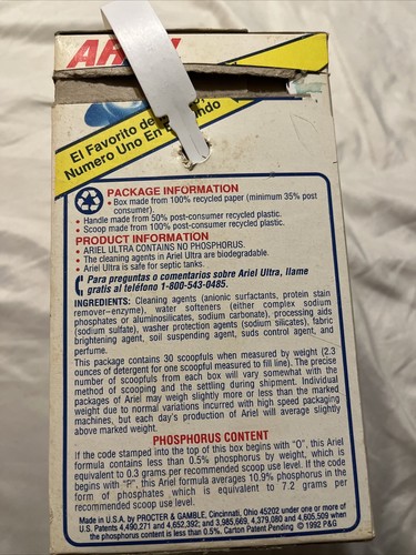 Jabón vintage Ariel Ultra DETERGENTE PARA ROPA 1992 70 OZ - Imagen 2 de 6