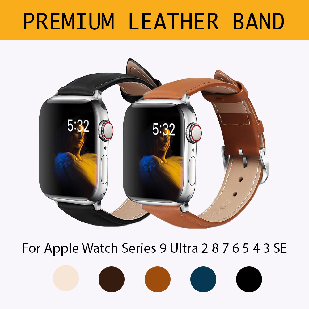 Premium PU Leather Strap Band for Apple Watch 10 9 8 7 6 5 40 41 42 45 46 49mm
