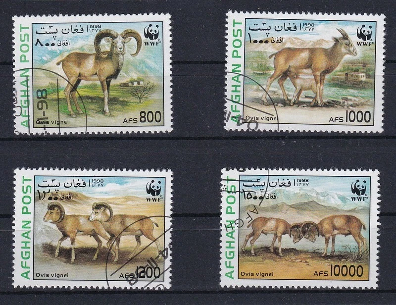 WWF Afghanistan 1998 MiNr. 1819 - 1822 Steppenschafe  kompletter Satz gestempelt - Bild 1 von 1