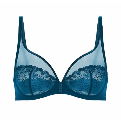 NWT Simone Perele Delice Full Coverage Plunge - Prestige Blue lace bra 36D