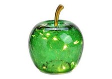 GLAS-APFEL dunkelgrün LED-Lichterkette m. Timer Dekoration Apfel Licht Glas grün