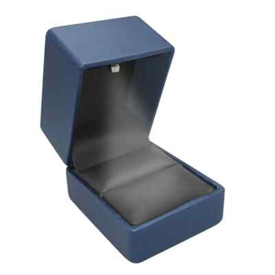 Blue Leatherette LED Light Up Jewelry Ring Engagement Box 2-1/8'' x 2-1/2'' x 2''