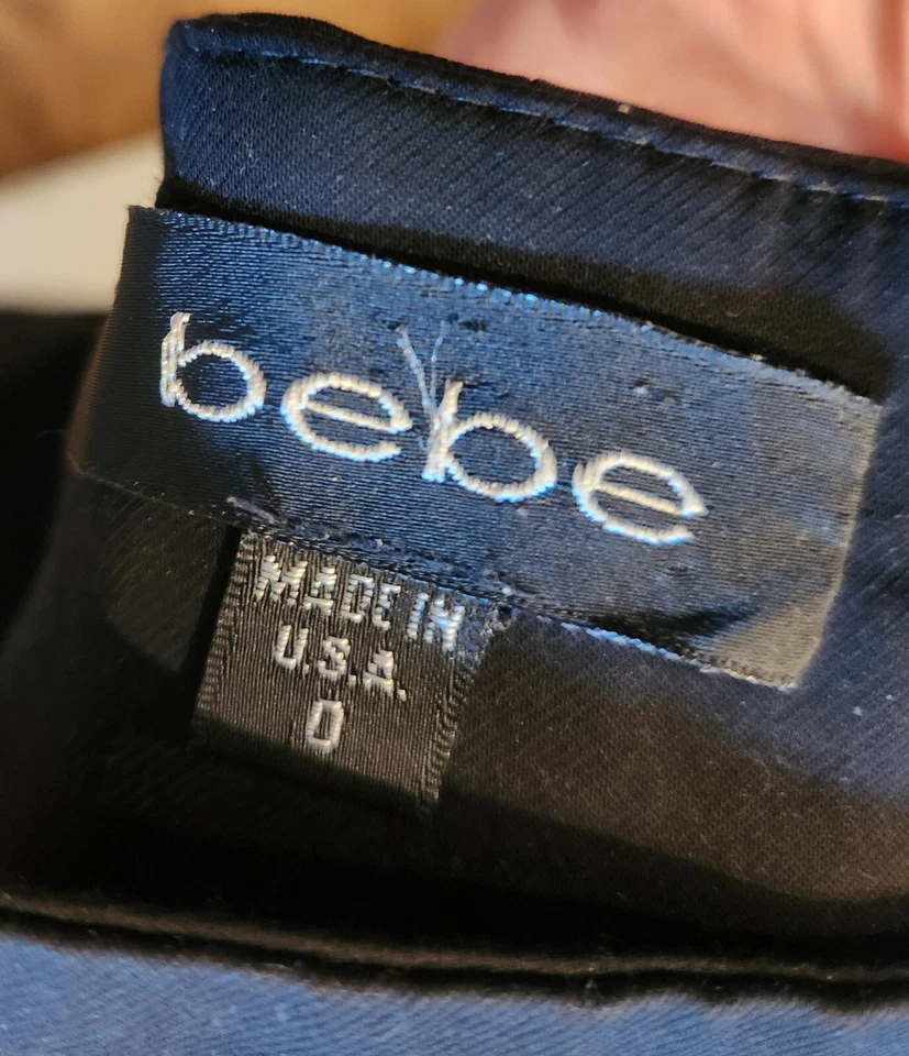 BeBe Black Classy Sateen SatinLike with Cream Piping Slacks Size 0 - Image 3 of 3