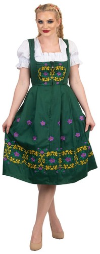 2XL 22 German Dirndl Dress 3 Pcs COMPLETE SET Embroidery Green Oktoberfest Party - Picture 3 of 5