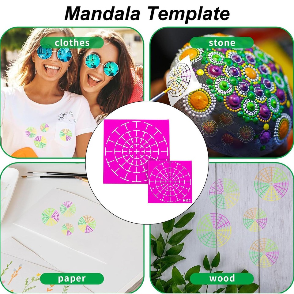 4 PCS Mandala Stencils Mandala Dot Painting Stencils Templates for