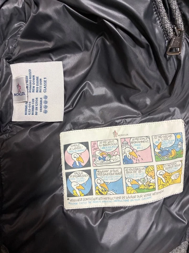 MONCLER Gray Wool Blend Hooded Down Jacket Size 0 Excellent Condition - Image 2 of 4