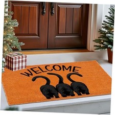Fall Door Mat Outside, Cats Welcome Mat for Front Door, Welcome Cats