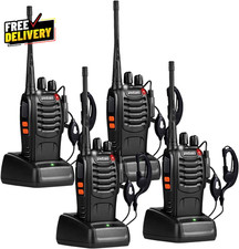 4 Pack Walkie Talkies Long Range Rechargeable 16 Channel Two Way Radios with Ear