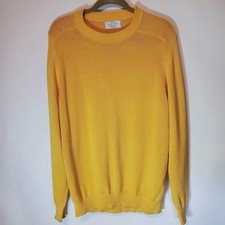 United Colors of Benetton Men's 46 XL Yellow Cotton Crew Neck Sweater Vintage