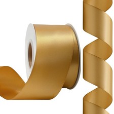 Old Gold Satin Ribbon 2 Inch 25 Yards Double Faced Polyester Gift Wrapping