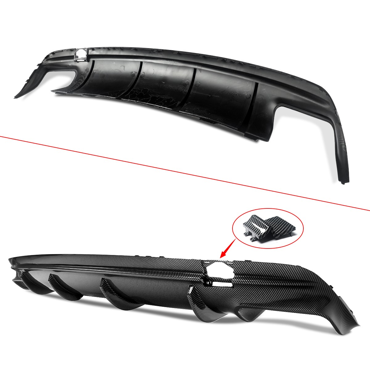 Carbon Look Rear Bumper Diffuser Lip For Benz C117 W117 CLA200 CLA250 2013-2019