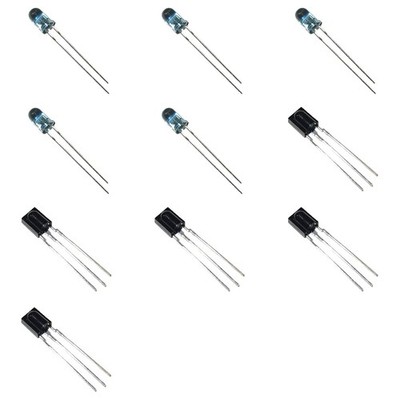 10pcs(5pcs TSOP38238+5pcs TSAL6200) IR Receiver Modules and High Power Infrar...