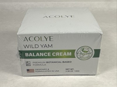 Acolye Organic Wild Yam Balance Cream For Hormone Balance 3.38oz/100g Exp. 2027