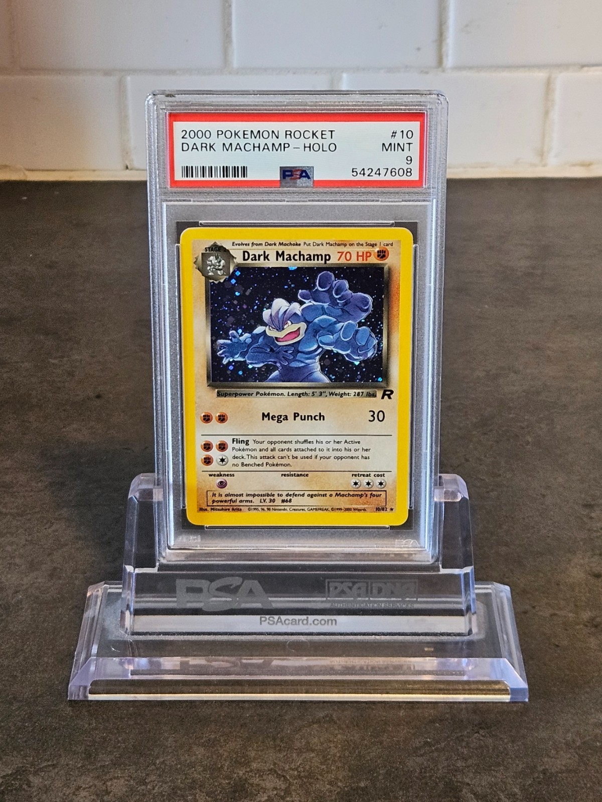 2000 Pokemon Team Rocket Dark Machamp Holo #10 PSA 9 MINT Graded Card