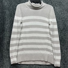 J. Crew Always Womens Size S Gray Striped Long Sleeve Roll Neck Sweater U7
