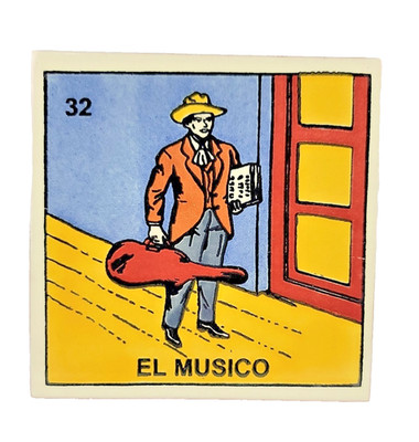 Lotería Tile   El Músico #32 | Mexican Ceramic Folk Art Decorative Tile