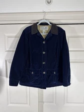 Vintage 90’s LL BEAN Thinsulate Corduroy Navy Blue Barn Coat Petite Small EX!