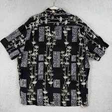 Chemise Homme Caribbean Joe 100% Soie Noire Motif Floral, Manches Courtes, Taille L